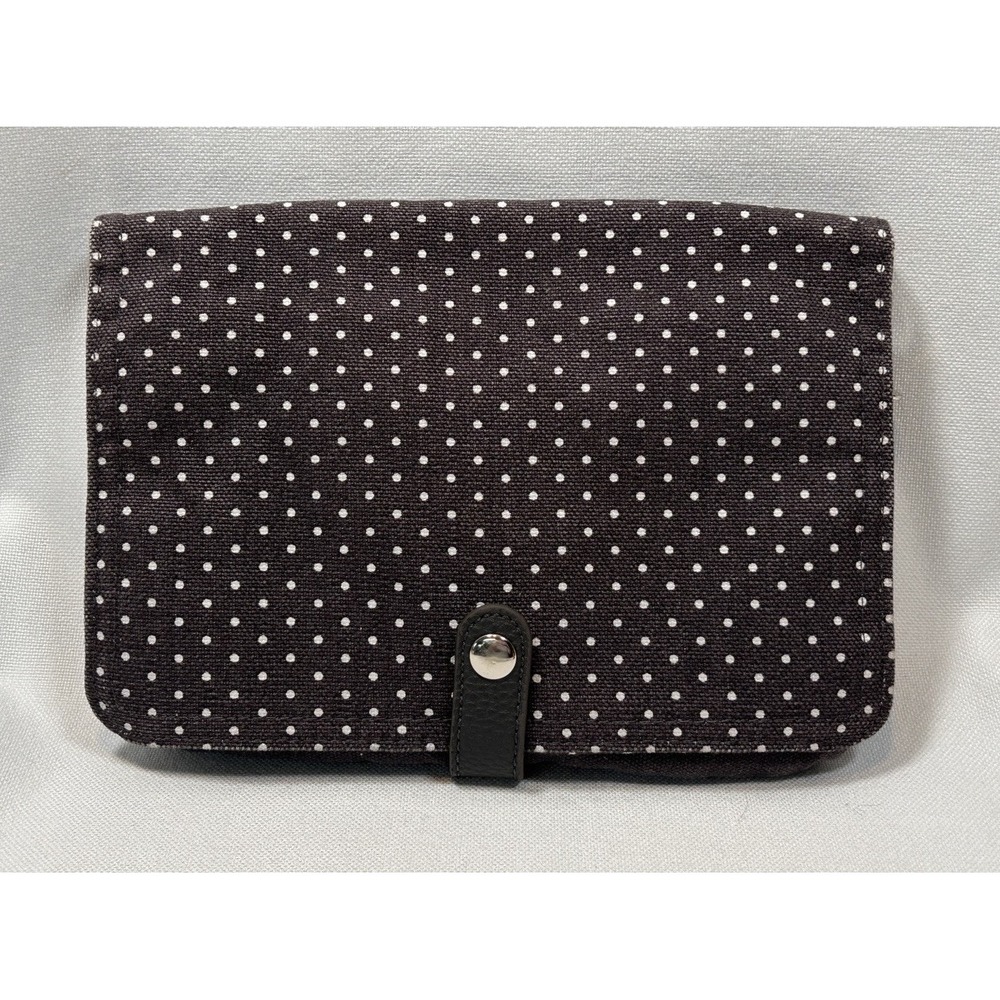 Thirty One Double Up  Clutch Wallet Organizer Polka Dot Turquoise Lining Gray